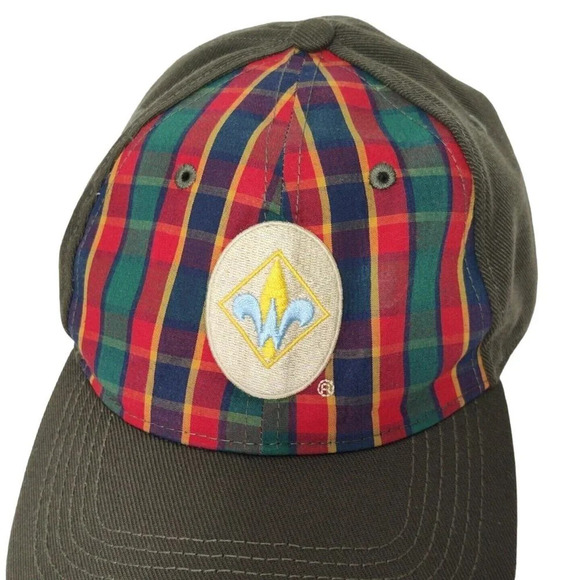 Cap Webelos Unif Flex Baseball Trucker Cap Hat Adult One Size Fitted Green Plaid - Picture 2 of 5